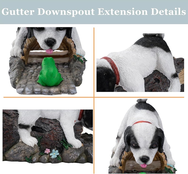 Euiroet Funny Dog Gutter Downspout Statue, Splash Block, Eco-Friendly Resin Decorative Gutter Extension Downspout, 3x4 Inch Gutter Extender Diverter, Rain Gutter Guard, Ideal Outdoor Gift - Image 4